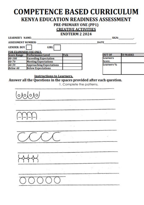 Pre Primary End Term Examinations With Marking Schemes Set