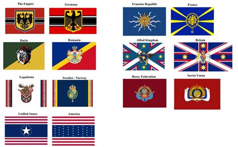 Some Flags Of The World In The Style Of Their Respective Archetypes
