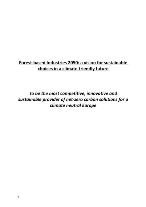 Forest Based Industries 2050 A Vision For Sustainable Choices In A
