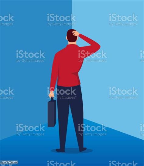 Businessman Facing The Wall Stock Illustration Download Image Now