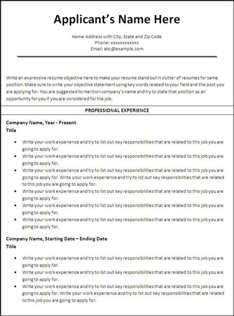 10 Chronological Resume Templates Free Word Templates