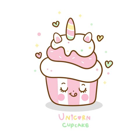 Kawaii Unicorn Fairy Cartoon Cupcake 667686 Vector Art At Vecteezy