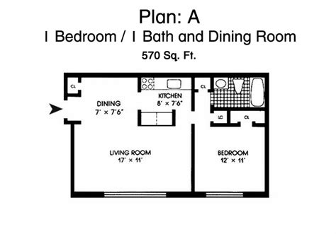Morningside Gardens One Bedroom Apartment Floor Plan 1 Bed 1 Bath