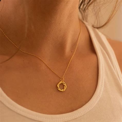 14k Gold Circle Necklace For Women Eb18 Circle Necklace Gold Circle