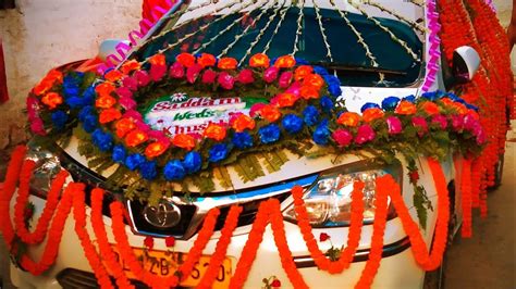 The perfect ingredients for an outdoor august wedding! unique design flowers decorating car | marriage decorating ...
