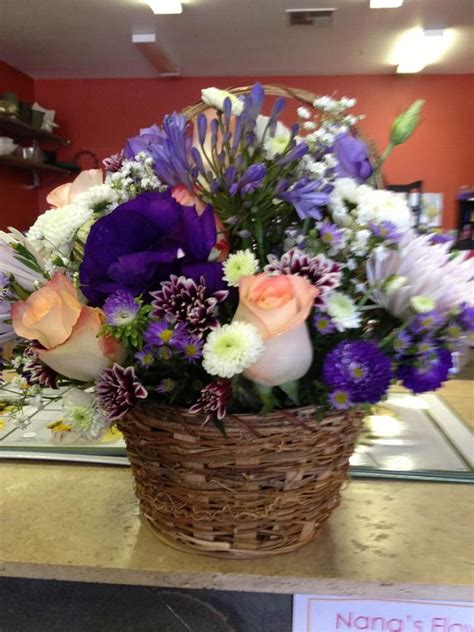 Basket bouquet made by yours truly here at Nana's Flower Shop