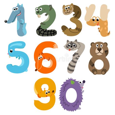Numbers Like European Forest Animals Stock Vector - Illustration of