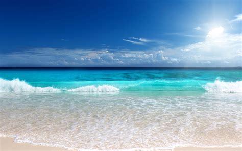 Shore Waves Horizon Sea Sand Beach Ocean Tropical Wallpapers Hd Desktop And Mobile