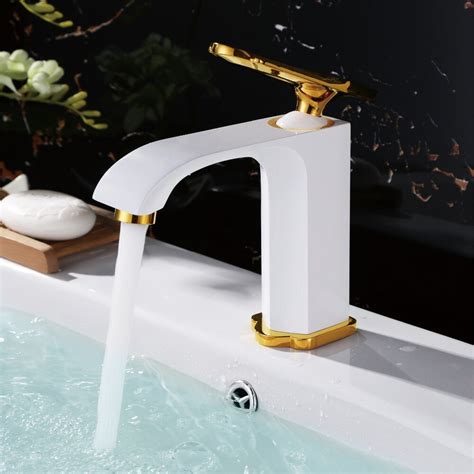 Modern Bathroom Sink Faucets Sale Bathselect Aleabrass White And Gold
