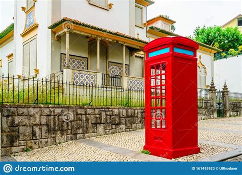 View On Vintage Red Phone Booth In Sintra Portugal Stock Image Image