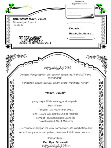 Tahlil bersama (40 hari wafatnya alm. undangan tahlil doc - wood scribd indo
