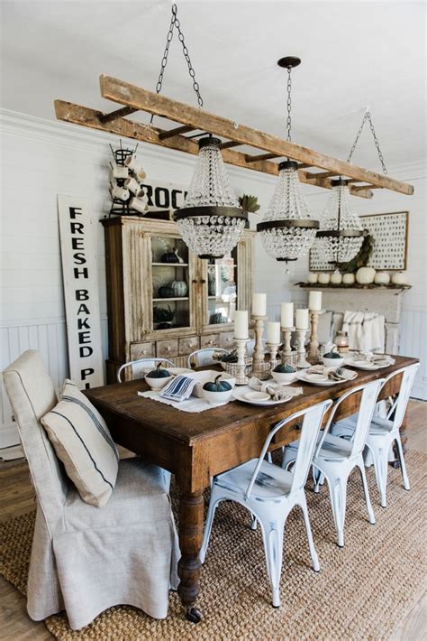 Simple And Neutral Fall Farmhouse Dining Room With Images