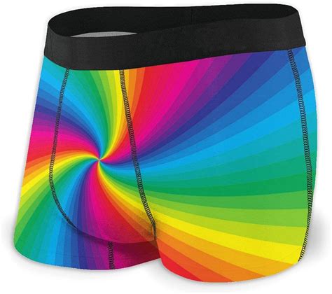 Men S Boxer Briefs Rainbow Colorful Spiral Classic Underwear Amazon Co