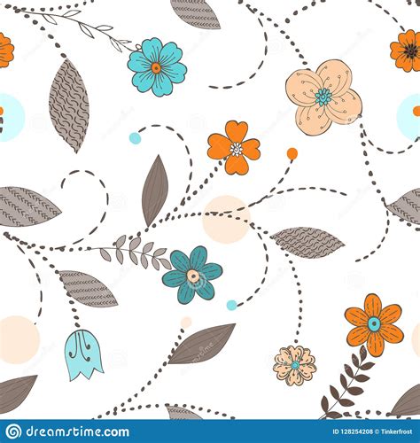 Seamless Bright Scandinavian Floral Pattern Stock Vector Illustration