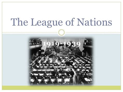 League Of Nations 1919 1929