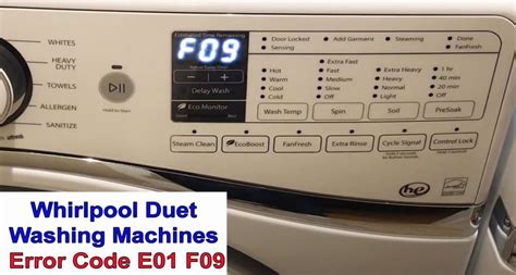 Código de error de la lavadora Whirlpool Duet E1 F9 Solución al Problema
