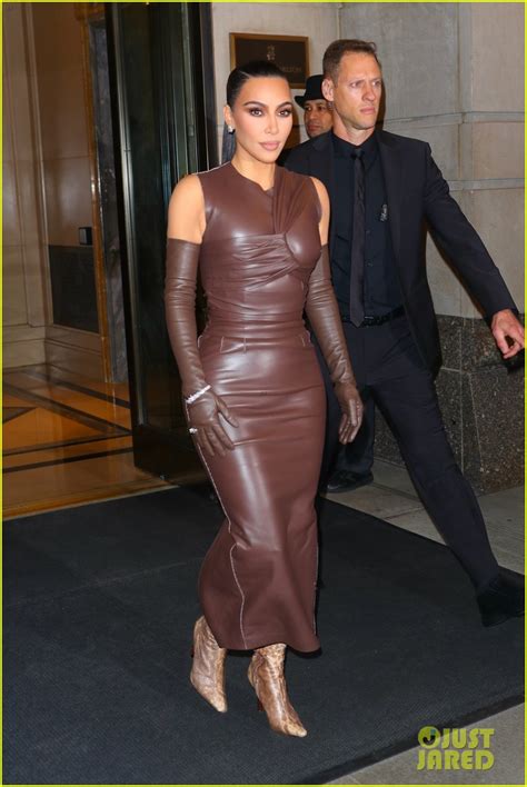 Kim Kardashian Wows In Brown Leather Outfit While Being Honored At Wsj