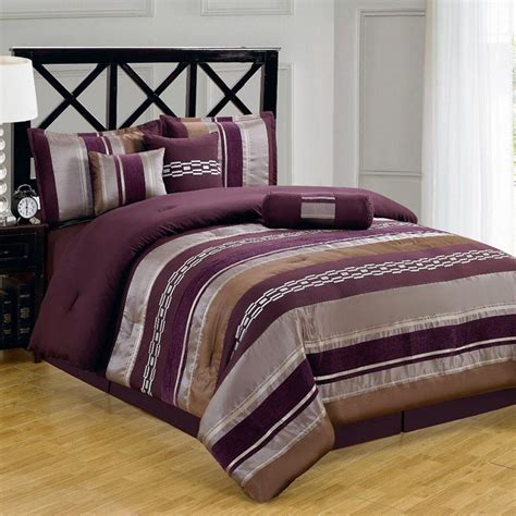 Majestic formal antique queen size bed hb fb bedroom 4pc set brown cherry veneer. Amazon.com - Claudia Purple 11-Piece Comforter Set Queen ...