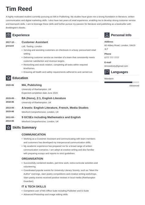 Student Cv Template 20 Examples Also With No Experience