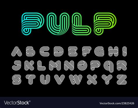 Stylized Linear Twisted Font Royalty Free Vector Image