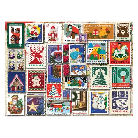White Mountain Puzzles Christmas Stamps 1000piece Jigsaw Puzzle