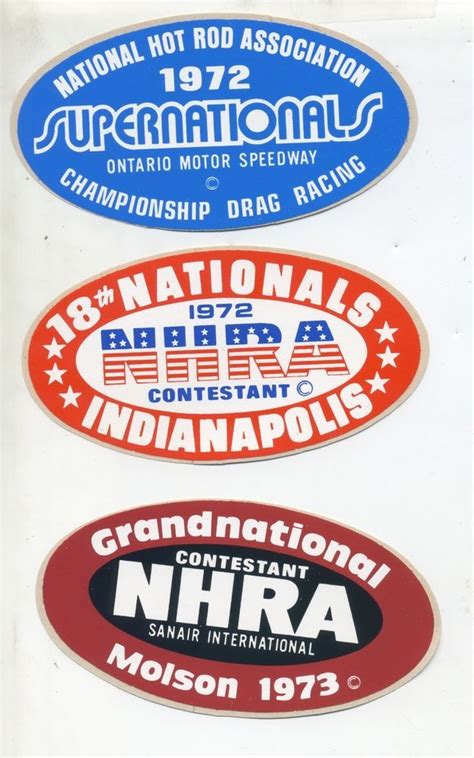 Lot Of 3 Vtg Nhra Drag Racing Sticker Decal 70s Hot Rod Nationals