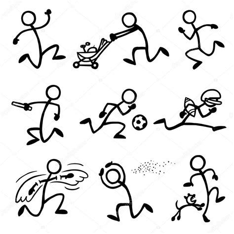 Maybe you would like to learn more about one of these? Set of stick figures running — Stock Vector © tobybridson ...