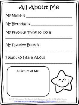 Students write their name, age, gender, and one thing they like to do. All About Me Free | All about me preschool, First grade ...