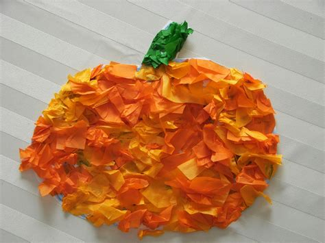 Tissue Paper Pumpkin Preschool Halloween Pinterest