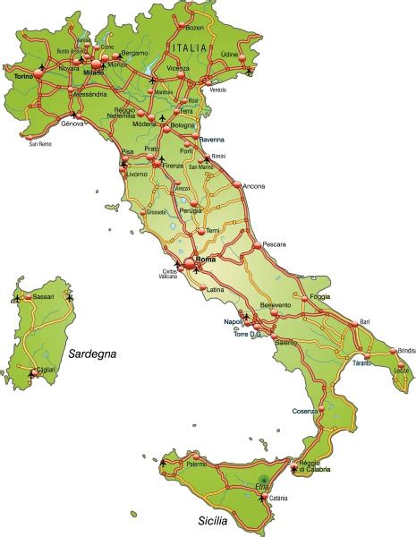 Karte Von Italien Mit Verkehrsnetz Lizenzfreies Bild 10639591