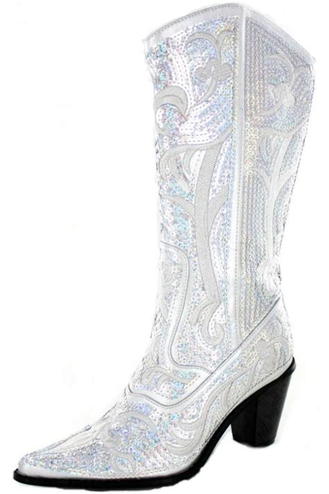Silver Sequins And Embroidery Adorn These Amazing Cowboy Boots Perfect