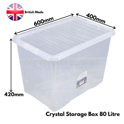 Wham Crystal Plastic Storage Box And Lid Size 18 80 Litre 3jc