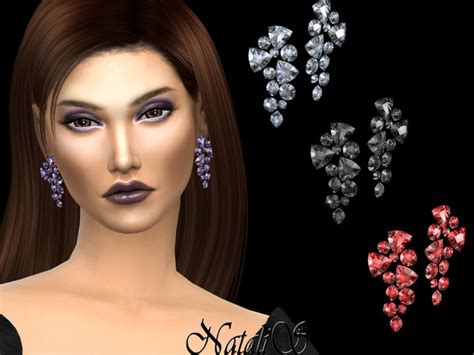 Mixed Shape Crystals Drop Earrings By Natalis At Tsr Sims 4 Updates