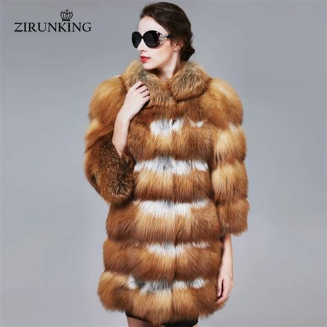 zirunking winter thick warm real red fox fur coats women natural color fur coat female winter
