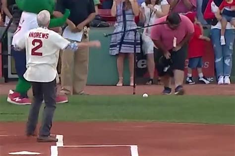 Red Sox Ceremonial First Pitch Goes Straight Into Photographers Crotch