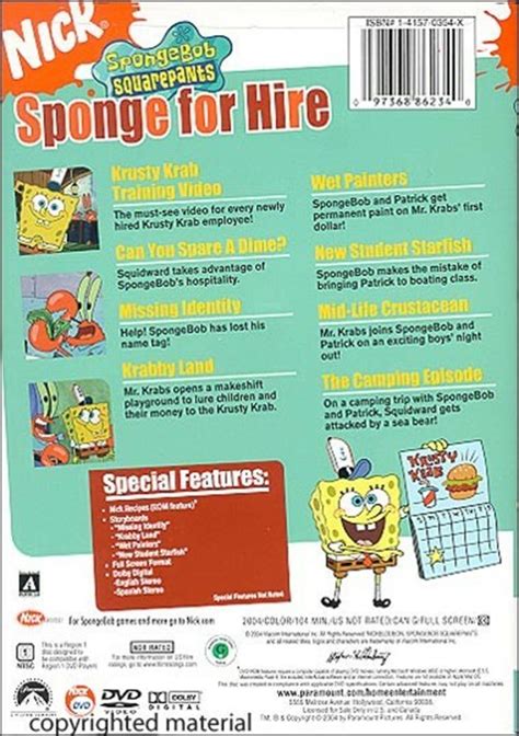 SpongeBob SquarePants Sponge For Hire DVD 2004 DVD Empire