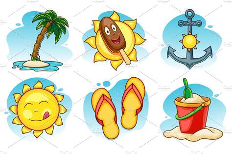 Summer Vector Icons Set Object Illustrations Creative Market