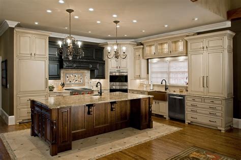 View our with_island kitchen cabinets online today to find great deals! Kitchen Amazing L Shaped Kitchen With Island Dark Brown ...
