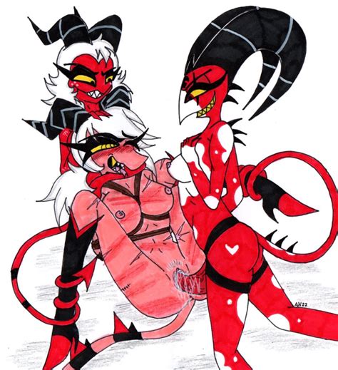 Rule 34 Anthro Anthro On Anthro Blitzo Helluva Boss Blush Bodily Fluids Breasts Claws Demon