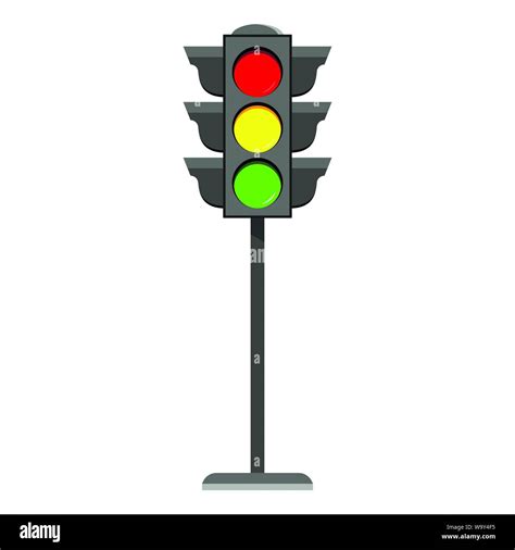 Standing Traffic Light Flat Design Icon Typical Horizontal Traffic