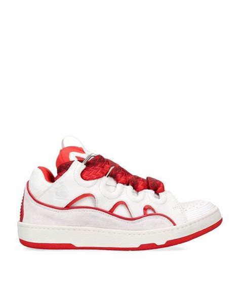 Lanvin Leather Curb Sneakers In Red For Men Lyst