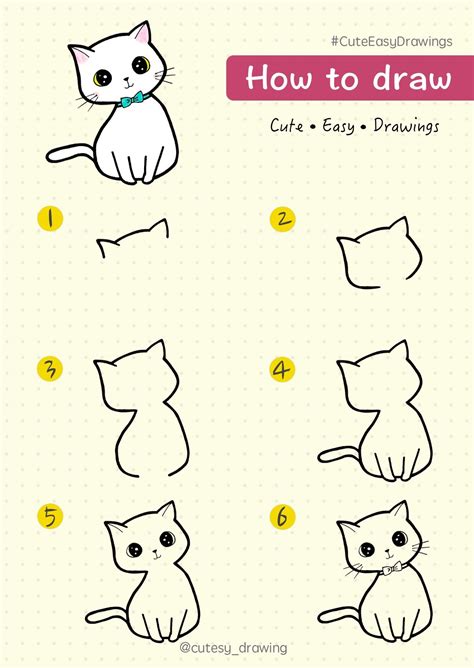 how to draw cute kitten cat step by step tutorial cara menggambar easy drawing tutorial