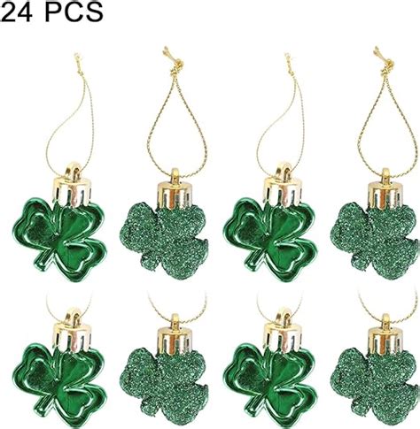 Designerbox 24 Pcs St Patricks Day Shamrock Ornaments Good Luck