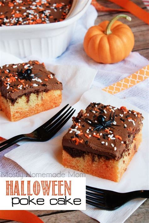 Top with fluffy frosting and fresh strawberries for a dessert that's truly ready to party. Halloween Poke Cake | Recipe | Poke cake recipes, Cake recipes, Poke cakes