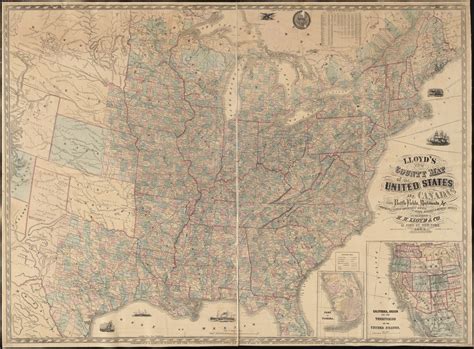 Lloyds New County Map Of The United States And Canadas Showing Battle