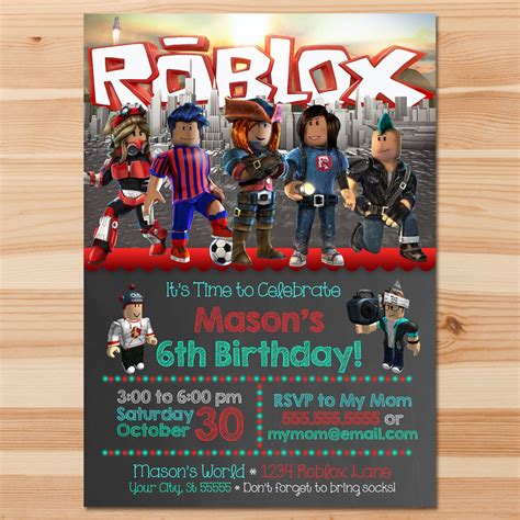 Roblox Verjaardag Uitnodigen Roblox Uitnodiging Roblox Etsy