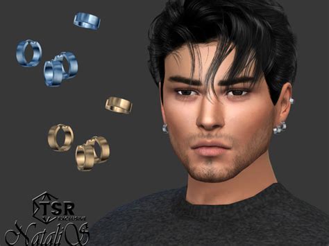 The Sims Resource Mens Ear Cuff With Hoop Earrings