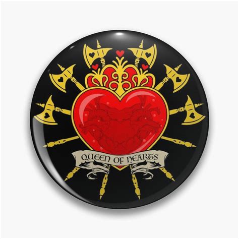 Queen Of Hearts Pin By Ravenwake Buttons Pinback Pinback Heart Pin
