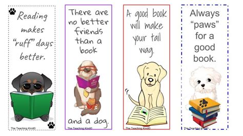 Cute Dog Bookmarks To Give Students Dogs Book Nerd Day Book