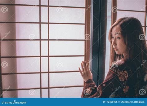 Lovely Asian Girl Wearing Yukata Japanese Stock Image Image Of Body Clothes